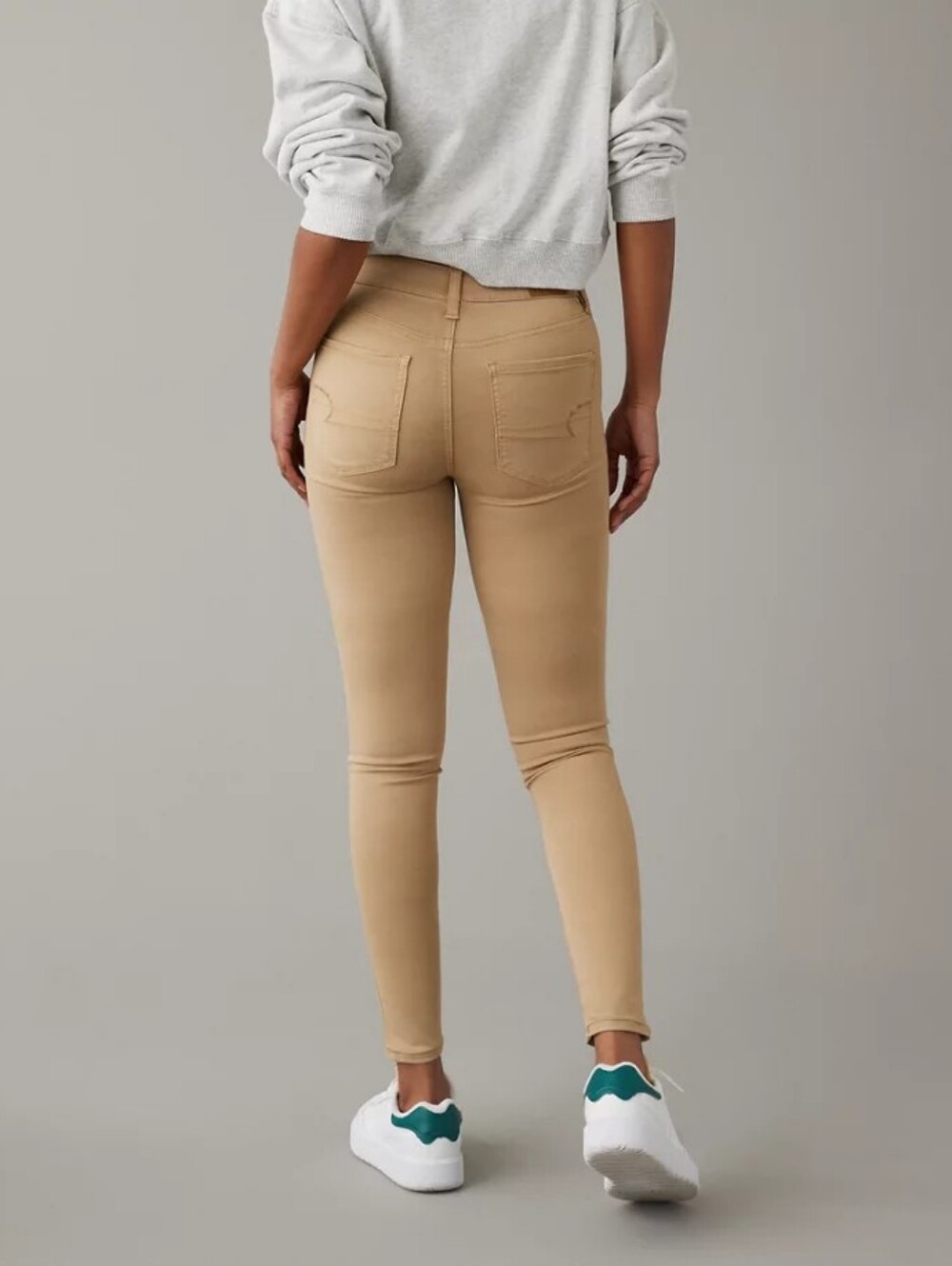 American Eagle AE Stretch High-Waisted Jegging Khaki Tan Women's Size 4 Long - Picture 2 of 6